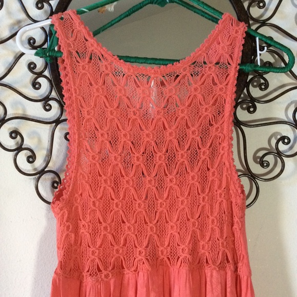 SOLD FILLMORE Free People Salmon Sheen Lace Dress - Picture 6 of 8